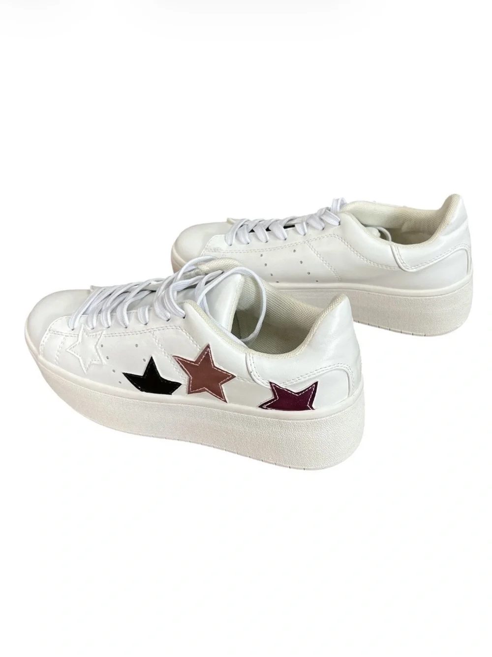 J. Adams Hero White Star Platform Sneakers NWOT Size 6.5